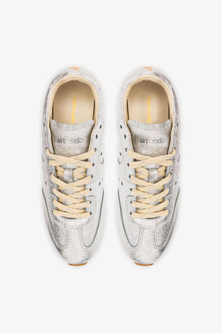 Stella Sneaker In Silver Metallic Leather Sneaker Larroudé