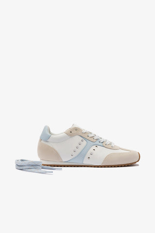 Stella Sneaker In Grey Suede, White Leather and Silver Metallic Leather