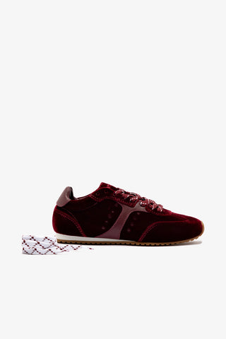 Stella Sneaker In Wine Velvet