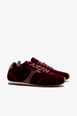Stella Sneaker In Wine Velvet