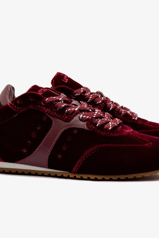 Stella Sneaker In Wine Velvet