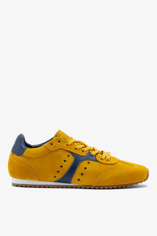 Stella Sneaker In Yellow Suede and Navy Leather