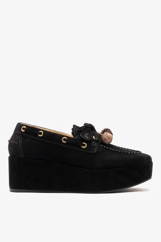 Cyprus Flatform Black Suede Flatform Larroude