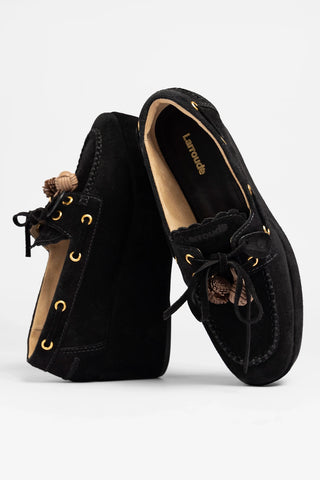 Cyprus Flatform Black Suede Flatform Larroude