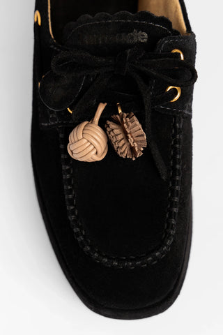Cyprus Flatform Black Suede Flatform Larroude