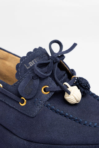 Cyprus Flatform Indigo Suede Flatform Larroude
