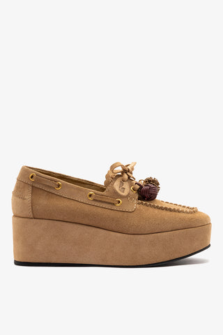 Cyprus Flatform Peanut Suede Flatform Larroude