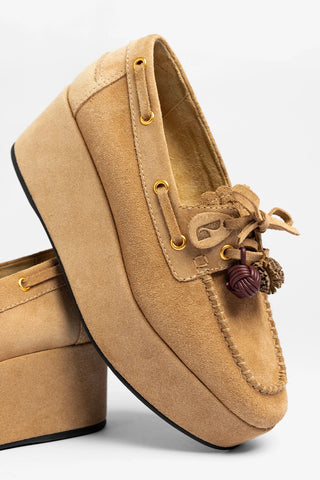 Cyprus Flatform Peanut Suede Flatform Larroude