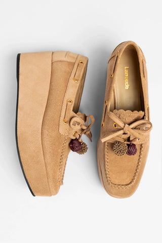 Cyprus Flatform Peanut Suede Flatform Larroude