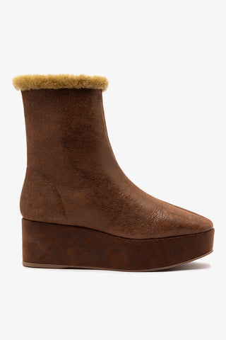 Dani Shearling Flatform Boot Cocoa Leather