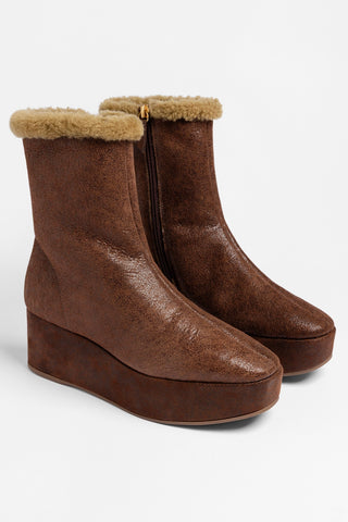 Dani Shearling Flatform Boot Cocoa Leather