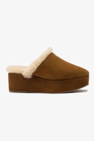 Dani Flatform Mule In Russet Suede