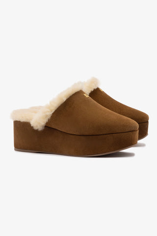 Dani Flatform Mule In Russet Suede