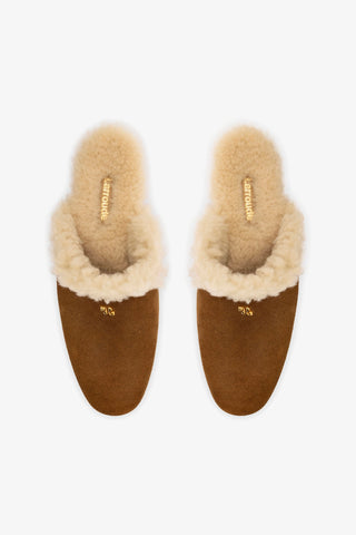 Dani Flatform Mule In Russet Suede