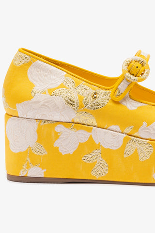 Larroudé x Markarian Blair Flatform In Yellow Floral Brocade