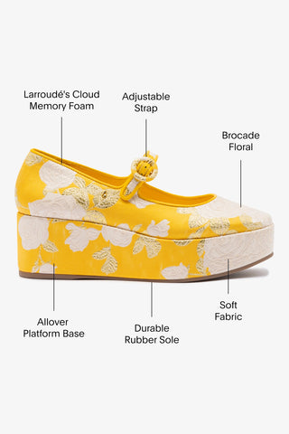 Larroudé x Markarian Blair Flatform In Yellow Floral Brocade