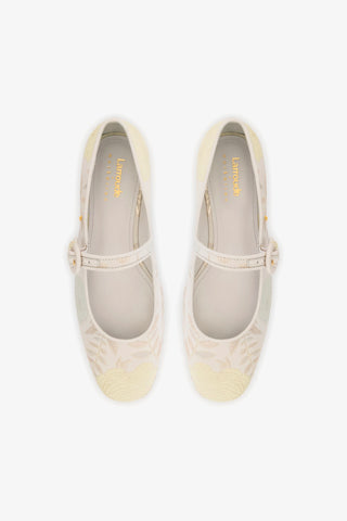 Larroudé x Markarian Blair Flatform In Yvette Ivory Brocade