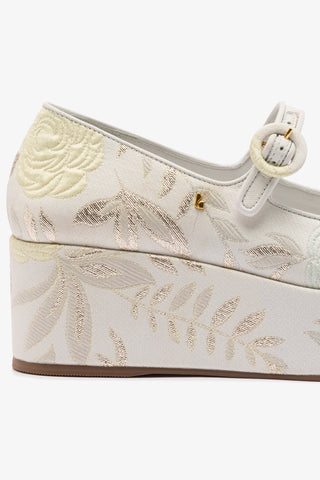 Larroudé x Markarian Blair Flatform In Yvette Ivory Brocade
