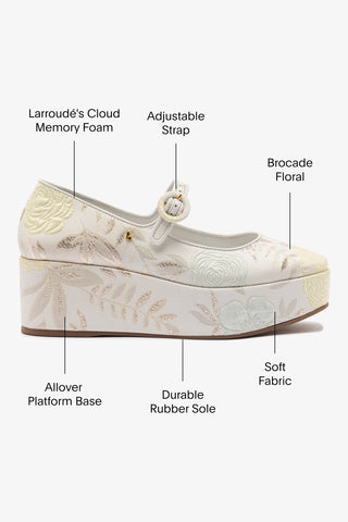 Larroudé x Markarian Blair Flatform In Yvette Ivory Brocade