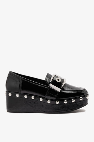Stewart Flatform Loafer Black Patent Leather Flatform Larroudé