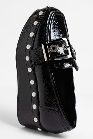 Stewart Flatform Loafer Black Patent Leather Flatform Larroudé