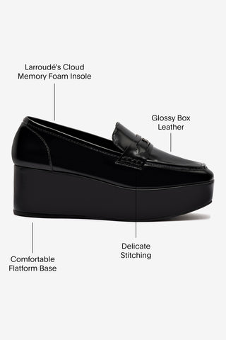 Suki Flatform Loafer In Black Box Leather