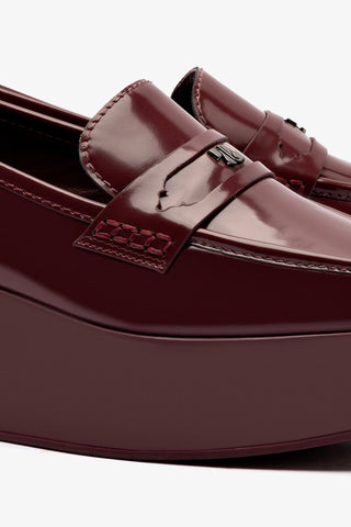 Suki Flatform Loafer In Burgundy Box Leather