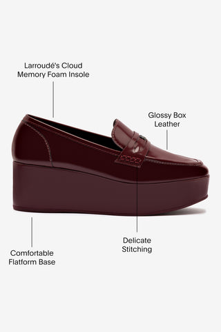 Suki Flatform Loafer In Burgundy Box Leather