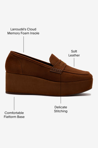 Suki Flatform Loafer In Burnt Umber Suede