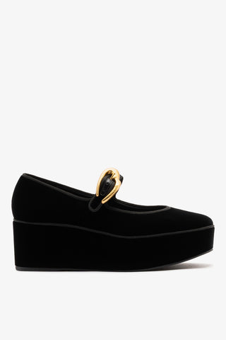 Verona Flatform Black Velvet Flatform Larroude