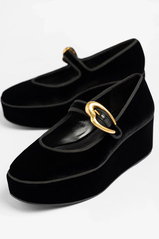 Verona Flatform Black Velvet Flatform Larroude