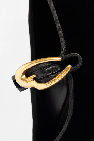 Verona Flatform Black Velvet Flatform Larroude
