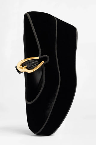 Verona Flatform Black Velvet Flatform Larroude