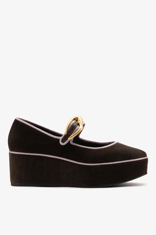 Verona Flatform Espresso Velvet Flatform Larroude