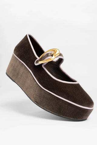 Verona Flatform Espresso Velvet Flatform Larroude