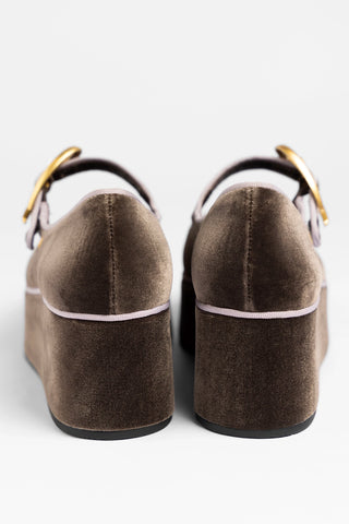 Verona Flatform Espresso Velvet Flatform Larroude