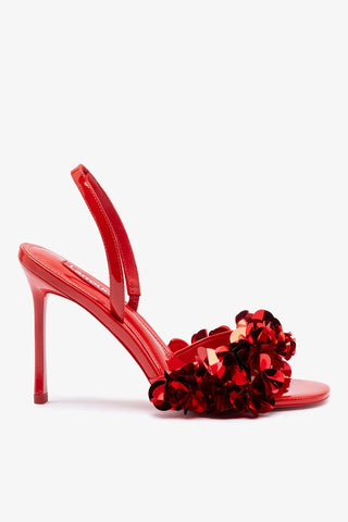 Morgan Sandal In Scarlet Patent Leather Sandal Larroudé