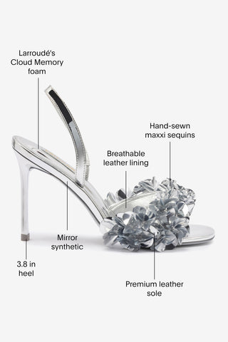 Morgan Sandal In Silver Specchio Sandal Larroudé