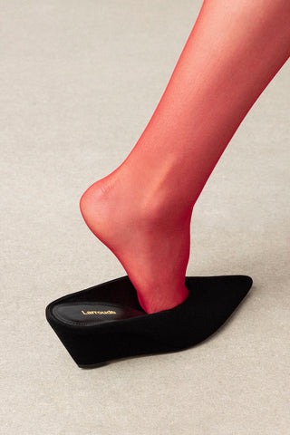 Loulou Mule Black Suede Mule Larroudé