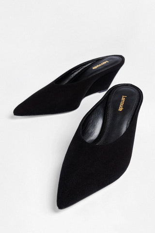 Loulou Mule Black Suede Mule Larroudé