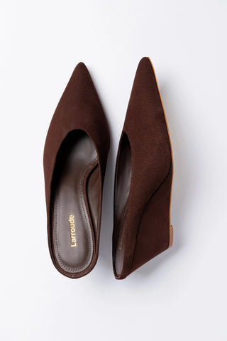 Loulou Mule Brown Suede Mule Larroudé