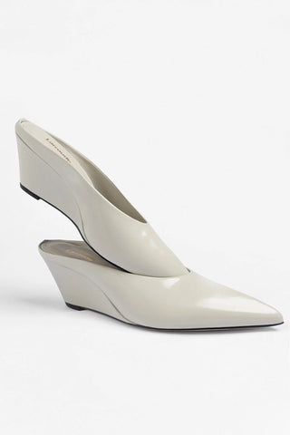 Loulou Mule Moon Gray Leather Mule Larroudé