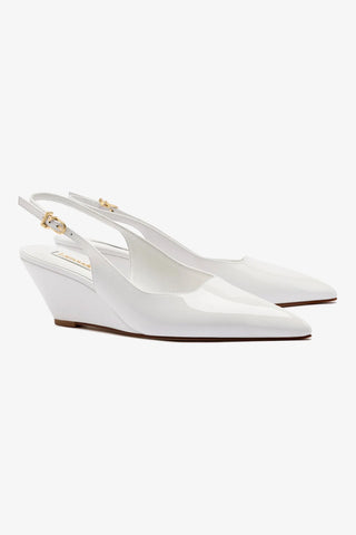 Loulou Pump In White Patent Leather