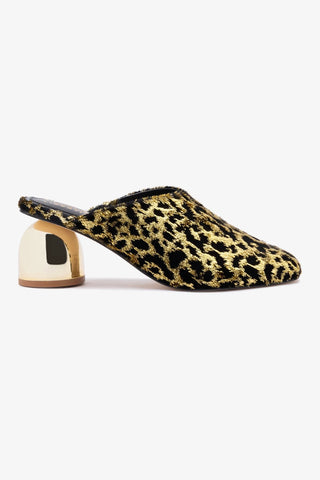 Larroudé x Libertine Dew Drop Mule In Leopard Fabric