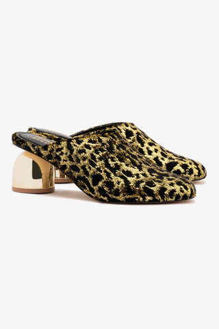 Larroudé x Libertine Dew Drop Mule In Leopard Fabric