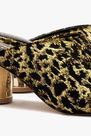 Larroudé x Libertine Dew Drop Mule In Leopard Fabric