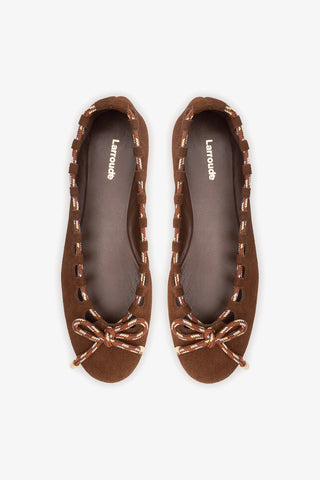 Gallina Ballet Flat In Burnt Umber Suede