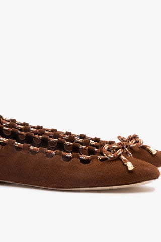 Gallina Ballet Flat In Burnt Umber Suede