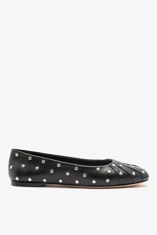 Jonathan Cohen by L.: Ballet Flat Studs Black Leather Ballet Larroudé x Jonathan Cohen
