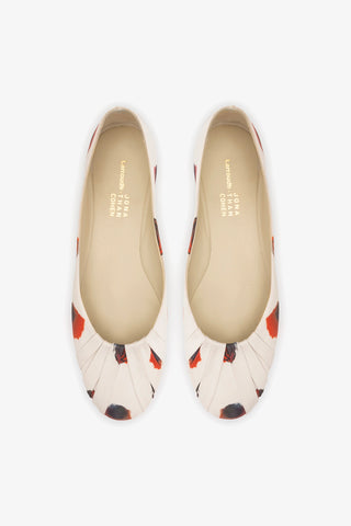 Jonathan Cohen by L.: Ballet Flat Ivory Printed Satin Ballet Larroudé x Jonathan Cohen